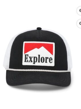 Explore Patch Trucker Hat - Black, White & Red